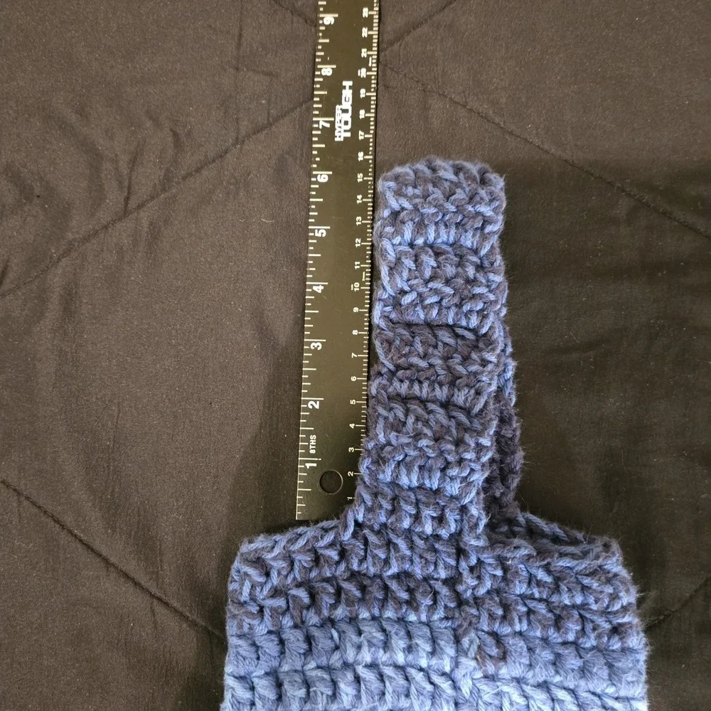 Handmade Blue Crochet‎ Drink Holder Bag Travel Driving On The Go